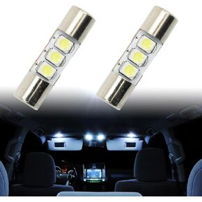 2pcs LED Sun Visor Vanity Mirror Light Bulbs for 2004-2013 Nissan Titan/Armada 2004-2010 Infiniti QX56 Super Bright Cool White 3-3528-SMD 23mm Festoon LED Vanity Mirror Interior Bulbs