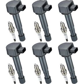 Set of 6 UF400 Ignition Coil Pack and IZFR5K11 Spark Plugs Compatible with 2003-2006 Acura MDX 3.5L V6 Honda Pilot Ridgeline Saturn Vue Replaces 30520PVFA01 30520PDKA01 30520PVJA01 GN10168