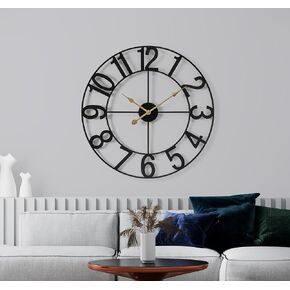 Sorbus Large Wall Clock for Living Room Decor - Wall Clock for Kitchen - 24 inch Big Wall Clock Decorative - Metal Wall Art - Analog Large Clock for Bedroom, Home, Kitchen, Office, Wall Decor (Black)