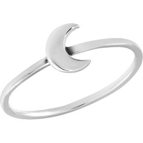 AeraVida Simple and Elegant Crescent Moon .925 Sterling Silver Band Ring
