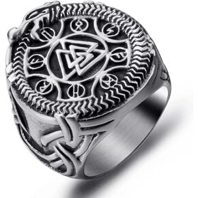 Viking Rings Valknut Pirate Compass Norse Scandinavian Text Symbol Men Stainless Steel Vintage Jewelry