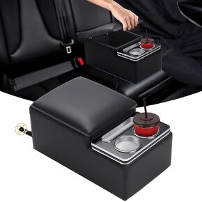 Upgraded Bench Seat Center Console with Extra Large Cup Holder & Phone Holder, Universal Center Console with USB Charging, Central Console for Bench Seat of Truck & Van & Car