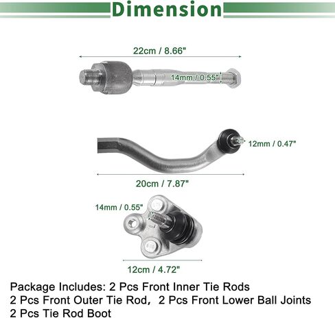 X AUTOHAUX 8pcs Front Suspension Kit Inner Outer Tie Rod End Lower Ball Joint with Boot for Honda Civic 2006-2011 1.8L No.EV800246/ES800374/K500069 in Saudi Arabia