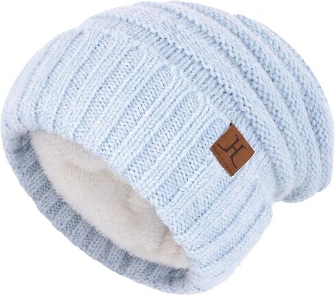 Winter Knit Beanie Hats for Women with Fleece Lined, Warm Soft Slouchy Womens Beanies Skull Cap for Ladies in Cold Weather in Saudi Arabia