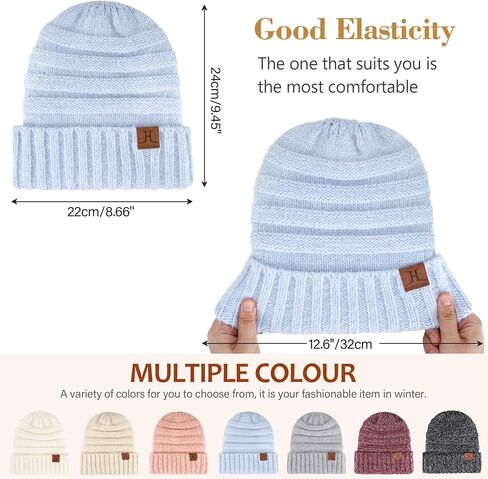 Winter Knit Beanie Hats for Women with Fleece Lined, Warm Soft Slouchy Womens Beanies Skull Cap for Ladies in Cold Weather in Saudi Arabia