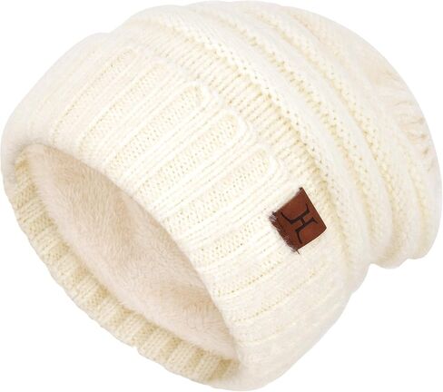Winter Knit Beanie Hats for Women with Fleece Lined, Warm Soft Slouchy Womens Beanies Skull Cap for Ladies in Cold Weather in Saudi Arabia