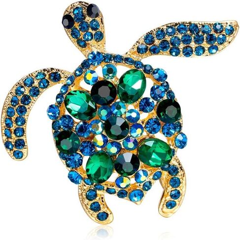 Vintage Turtle Brooch Pins, AILUOR Fashion Women's Rhinestone Crystal Big Tortoise Pin Brooches Jewelry Gifts in Kuwait