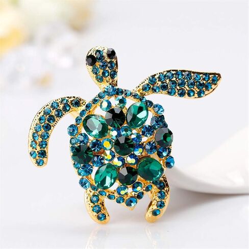 Vintage Turtle Brooch Pins, AILUOR Fashion Women's Rhinestone Crystal Big Tortoise Pin Brooches Jewelry Gifts in Kuwait