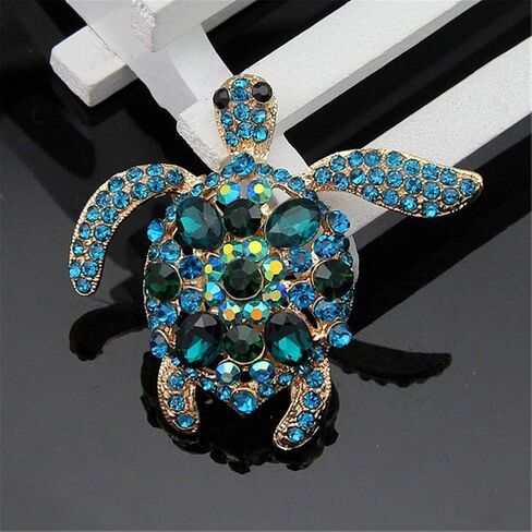 Vintage Turtle Brooch Pins, AILUOR Fashion Women's Rhinestone Crystal Big Tortoise Pin Brooches Jewelry Gifts in Kuwait