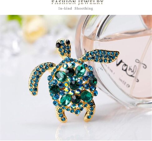 Vintage Turtle Brooch Pins, AILUOR Fashion Women's Rhinestone Crystal Big Tortoise Pin Brooches Jewelry Gifts in Kuwait