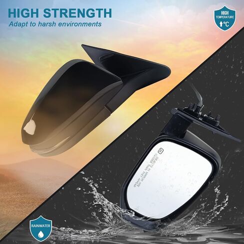 Right Passenger Side Mirror Assembly Fits 2014-2019 Toyota Highlander With Power Glass Heated Turn Signal and Blind Spot without Puddle lights Match Black Replace TO1321361(7Pins) in Kuwait