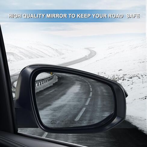 Right Passenger Side Mirror Assembly Fits 2014-2019 Toyota Highlander With Power Glass Heated Turn Signal and Blind Spot without Puddle lights Match Black Replace TO1321361(7Pins) in Kuwait