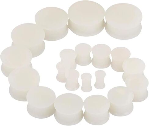 20Pcs Silicone Ear Plugs Kit Ear Gauges Stretching Set Double Saddle Tunnels Double Flare Earlobe Expanders Flesh Body Piercing Jewelry for Women Men Beginners 0G-1" in Kuwait