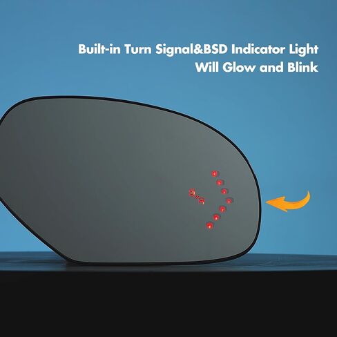 Passenger Side Mirror Replacement For 2009-2014 Chevrolet Chevy Suburban, Tahoe, GMC Yukon, Cadillac Escalade - Right Side Mirror Glass with Turn Signal and Blind Spot Detection System in Saudi Arabia