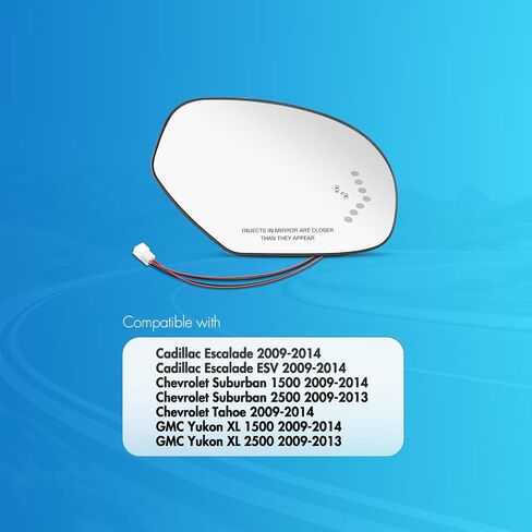 Passenger Side Mirror Replacement For 2009-2014 Chevrolet Chevy Suburban, Tahoe, GMC Yukon, Cadillac Escalade - Right Side Mirror Glass with Turn Signal and Blind Spot Detection System in Saudi Arabia