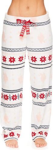 يو اس بولو اسن. طقم ملابس نوم نسائي كاجوال بأكمام طويلة وسروال بيجامة، أحمر X-Large in Kuwait