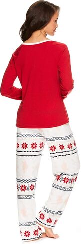 يو اس بولو اسن. طقم ملابس نوم نسائي كاجوال بأكمام طويلة وسروال بيجامة، أحمر X-Large in Kuwait