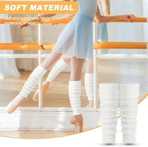 2 Pairs Extra Soft Knits Leg Warmer for Women Winter Fashion Toeless Dance Training Socks for Yoga, Ballet Dance in Saudi Arabia