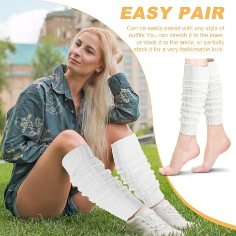 2 Pairs Extra Soft Knits Leg Warmer for Women Winter Fashion Toeless Dance Training Socks for Yoga, Ballet Dance in Saudi Arabia