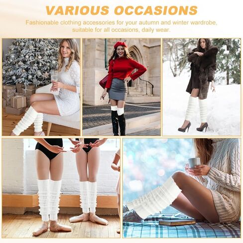 2 Pairs Extra Soft Knits Leg Warmer for Women Winter Fashion Toeless Dance Training Socks for Yoga, Ballet Dance in Saudi Arabia