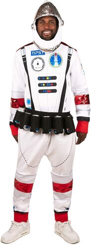 Tipsy Elves Men’s Tipsy Astronaut Costume - Funny White and Red Outerspace Halloween Jumpsuit For Men in Saudi Arabia