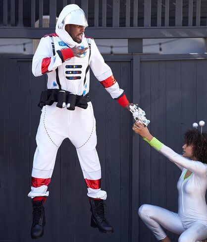 Tipsy Elves Men’s Tipsy Astronaut Costume - Funny White and Red Outerspace Halloween Jumpsuit For Men in Saudi Arabia