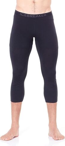 سروال ضيق Icebreaker Merino 200 Oasis للطقس البارد 3/4 - بنطال حراري بطبقة أساسية من الصوف، أسود/موسمي، مقاس متوسط in Kuwait