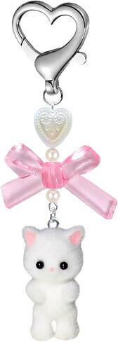 Kawaii Keychain,Cat Keychain Uniquely Designed,Fuzzy Kitty Cat Bag Charm,Keychain Cute Perfect for Cat Lovers,Women and Girls,Accessorize Your Keys,Bag and More,Cute Keychains in Saudi Arabia
