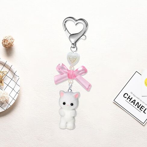 Kawaii Keychain,Cat Keychain Uniquely Designed,Fuzzy Kitty Cat Bag Charm,Keychain Cute Perfect for Cat Lovers,Women and Girls,Accessorize Your Keys,Bag and More,Cute Keychains in Saudi Arabia