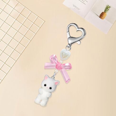 Kawaii Keychain,Cat Keychain Uniquely Designed,Fuzzy Kitty Cat Bag Charm,Keychain Cute Perfect for Cat Lovers,Women and Girls,Accessorize Your Keys,Bag and More,Cute Keychains in Saudi Arabia