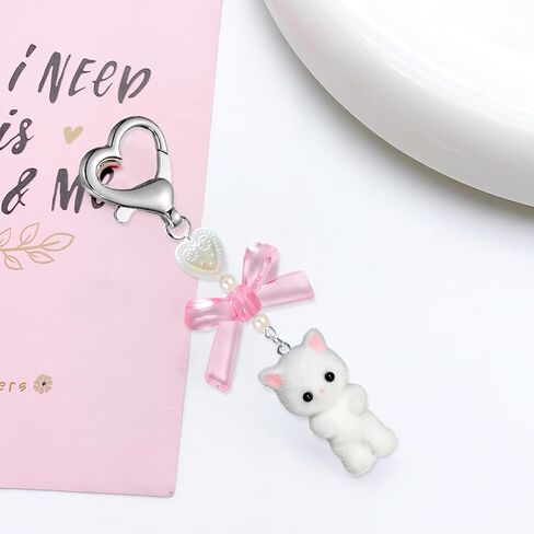 Kawaii Keychain,Cat Keychain Uniquely Designed,Fuzzy Kitty Cat Bag Charm,Keychain Cute Perfect for Cat Lovers,Women and Girls,Accessorize Your Keys,Bag and More,Cute Keychains in Saudi Arabia