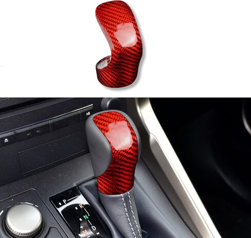 Bilisin Compatible with Car Gear Shift Knob Cover Carbon Fiber Auto Gearshift Lever Decoration for Lexus ES RX GS is NX and RC (Red) in Saudi Arabia