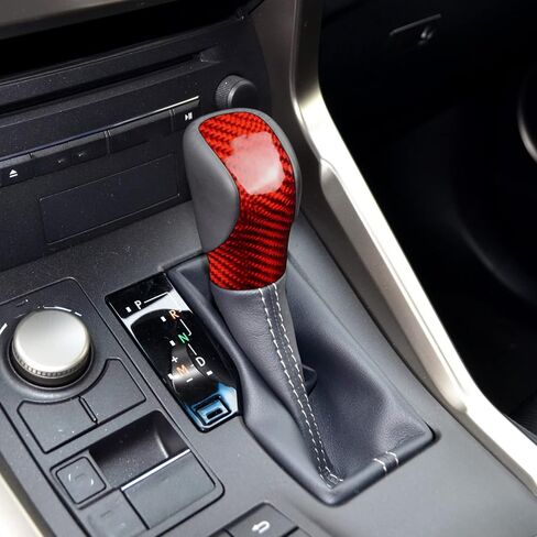 Bilisin Compatible with Car Gear Shift Knob Cover Carbon Fiber Auto Gearshift Lever Decoration for Lexus ES RX GS is NX and RC (Red) in Saudi Arabia