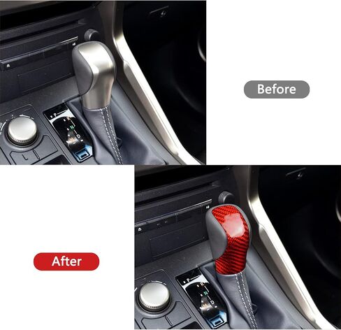 Bilisin Compatible with Car Gear Shift Knob Cover Carbon Fiber Auto Gearshift Lever Decoration for Lexus ES RX GS is NX and RC (Red) in Saudi Arabia