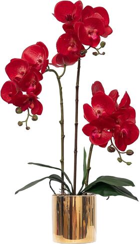 Artificial Orchid Flowers Set Real Touch Faux Flower in Vase Faux Butterfly Orchid Lifelike Orchid Arrangement for Wedding Home Office Party Hotel Decoration in Saudi Arabia