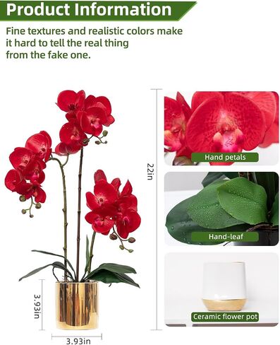 Artificial Orchid Flowers Set Real Touch Faux Flower in Vase Faux Butterfly Orchid Lifelike Orchid Arrangement for Wedding Home Office Party Hotel Decoration in Saudi Arabia