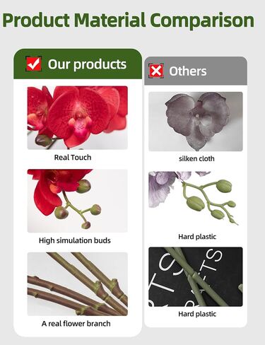 Artificial Orchid Flowers Set Real Touch Faux Flower in Vase Faux Butterfly Orchid Lifelike Orchid Arrangement for Wedding Home Office Party Hotel Decoration in Saudi Arabia
