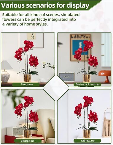 Artificial Orchid Flowers Set Real Touch Faux Flower in Vase Faux Butterfly Orchid Lifelike Orchid Arrangement for Wedding Home Office Party Hotel Decoration in Saudi Arabia