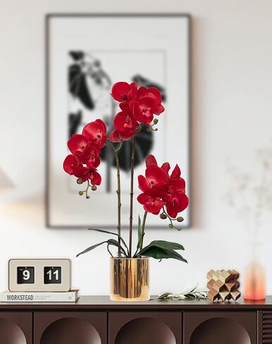 Artificial Orchid Flowers Set Real Touch Faux Flower in Vase Faux Butterfly Orchid Lifelike Orchid Arrangement for Wedding Home Office Party Hotel Decoration in Saudi Arabia