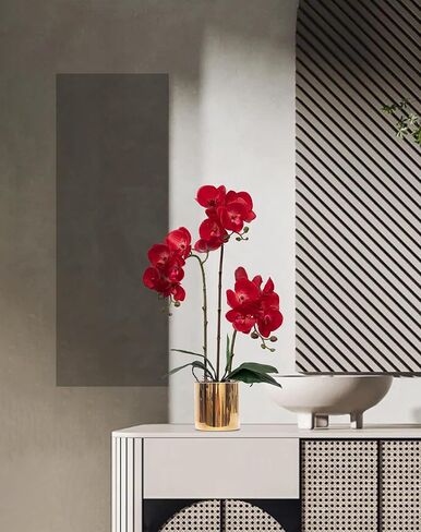 Artificial Orchid Flowers Set Real Touch Faux Flower in Vase Faux Butterfly Orchid Lifelike Orchid Arrangement for Wedding Home Office Party Hotel Decoration in Saudi Arabia