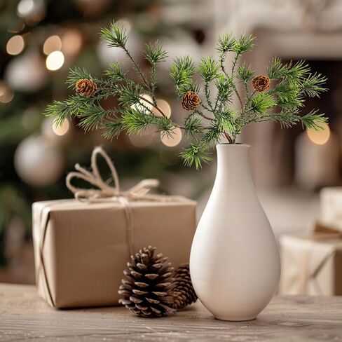 16.1'Artificial Christmas Norfolk Pine Branches Pinecone Garland Stems Tree Greenery Decor Faux Cedar Picks Home Decoration Real Touch Evergreen Realistic Plant Leaves for Winter Holiday Indoor (6PCS) in Saudi Arabia