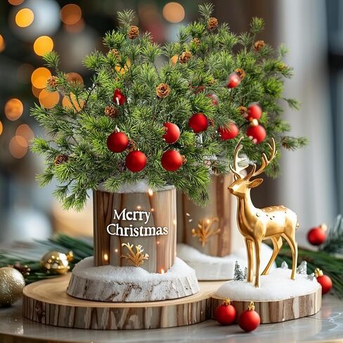 16.1'Artificial Christmas Norfolk Pine Branches Pinecone Garland Stems Tree Greenery Decor Faux Cedar Picks Home Decoration Real Touch Evergreen Realistic Plant Leaves for Winter Holiday Indoor (6PCS) in Saudi Arabia