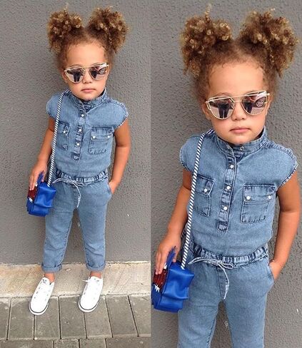 Honganda Fashion Kids Toddler Baby Girl Sleeveless Denim Romper Jumpsuit Overall in Kuwait