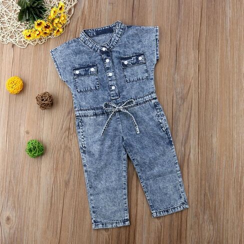 Honganda Fashion Kids Toddler Baby Girl Sleeveless Denim Romper Jumpsuit Overall in Kuwait