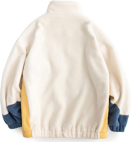 Aelfric Eden Womens Sherpa Fleece Jacket Zip Up Wave Colorblock Winter Puffer Fuzzy Jackets Casual Warm Fur Coat Unisex in Saudi Arabia