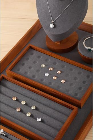 Ring Holder Dish, Jewelry Organizer,Wooden Ring Tray,Premium Earring Holder Organizer,Luxury Jewelry Tray,Beige Jewelry Display For Vendors,3 Slot Jewelry Dish in Saudi Arabia