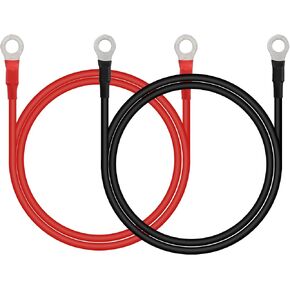 CERRXIAN 3.3FT 12V/24V Battery Ring Terminal Connectors Cable,1 Pair M8 10AWG Car Battery Cable for Automotive, Marine, Solar,Solar,RV,Motorcycle