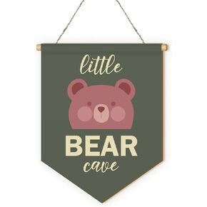 MOTERMATE Little Bear Cave Nursery Sign Decor, Little Man Cave Sign for Boys, Baby Boy Nursery Bear Wall Hanging Decor, Green Baby Toddler Boy Boys Room Front Porch Door Decor for Boys, 8x10 Inches
