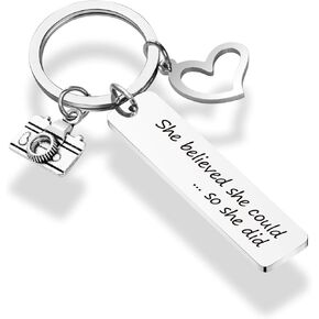 Photographer Gift She Believed She Could Capture Life Keychain Camera Photographer Graduation Gifts for Videographer
