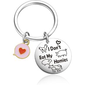 Vegan Themed Keychain For Vegetarian Lover Keyring Cousin Gifts Sister Jewelry Best Friend Keychain